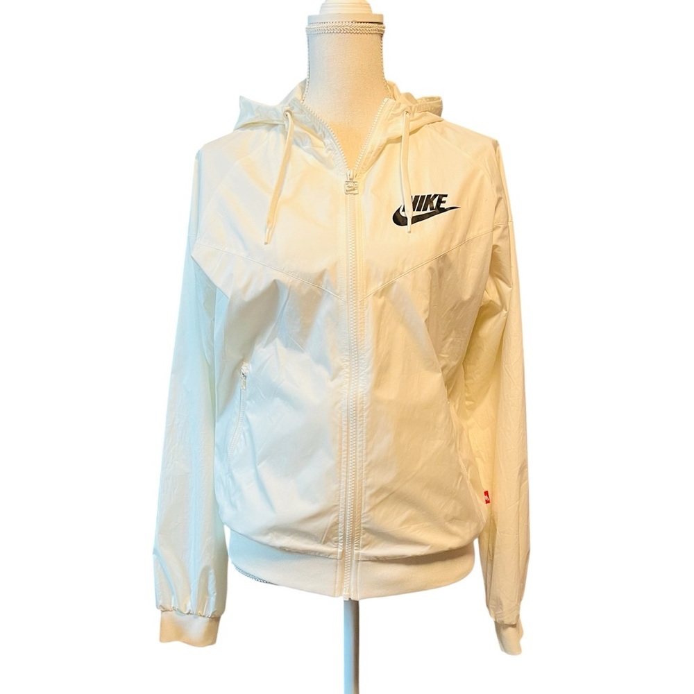 Nike Women’s White Hooded Windbreaker Windrunner Jacket Size Large
